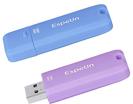 Espeon Lot de 2 Clé USB, 64 Go USB 3.1 Flash Drive, PenDrive, couleurs pastel: bleu clair, violet clair