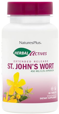 NaturesPlus Herbal Actives St. John’s Wort Extended Release - 60 Tablets, Pack of 2 - Supports a Healthy Mood & Positive Outlook - Vegetarian, Gluten Free - 120 Total Servings