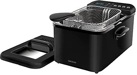 Cecotec Freidora de Aceite de 3,2 Litros Cleanfry Luxury 3000 Black. 2400 W, Acero Inoxidable lacado en Negro, 5 Programas Preestablecidos, Filtro OilClean