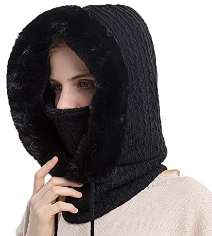 YAMEE Pasamontañas Invierno para Mujer,Balaclava Máscara Moto de Punto,Gorro Cálido De Invierno para Clima Frío Esquí al Aire Libre Montaña Senderismo