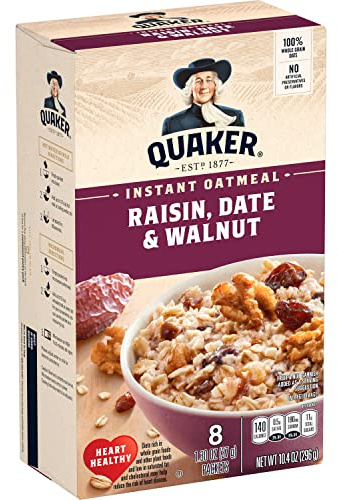 Quaker Avena instantánea, dátil de pasas y nogal, 8 paquetes