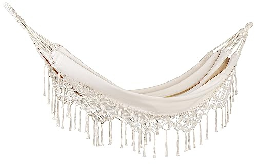 Hamaca de algodón poliéster Beige Columpio jardín Boho Interior Exterior Rocca