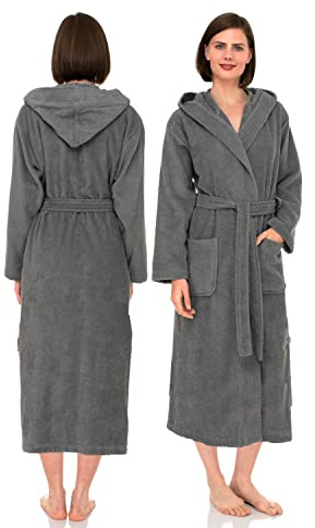 NAUSHA.HOME Luxury Hooded Bathrobe Mens & Ladies Dressing Gown 100% Cotton Terry Toweling Shawl Robe Perfect For Hotel & Spa Soft Stylish Robe