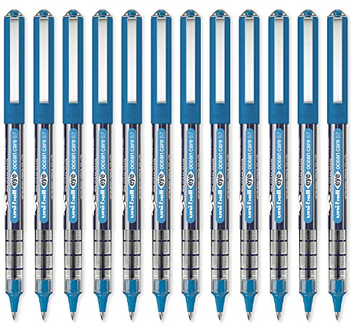 uni-ball Eye Ocean Care UB-157ROP Tintenroller, Blau, feine 0,7-mm-Kugelschreiber für super glattes Schreiben, Zeichnen, Kunst, Basteln und Ausmalen. Farbechte und wasserbeständige Flüssigtinte Uni