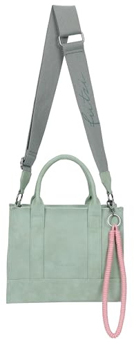 Fritzi SquareN Vintage Lime Crossbody Kunstleder Damen Umhängetasche Handtasche Festival City vegan abnehmbarer Anhänger Vintage-Waschung 20,5 x 26 x 11 cm, Gruen