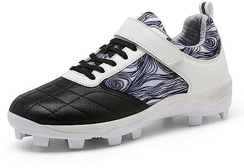 SDEQA Cricketskor för herrar Gummisula Spike Atomic Hockey Sport Studs Skor för Astro Turf Sports Hockey Field & Outdoor Trekking,Black,44 EU