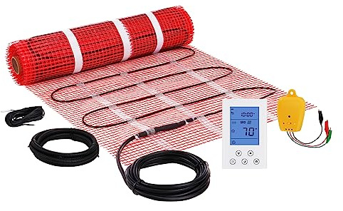 VEVOR Floor Heating Mat, 30 Sq.ft, Electric Radiant in-Floor Heated Warm System with Digital Floor Sensing Thermostat, Includes Installation Monitor, Adhesive Back for Easy Installation on The Floor