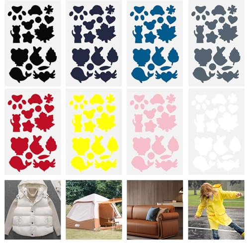 16 Blatt Daunenjacke Reparaturset Selbstklebend Waschbar - Nylon Flicken in Verschiedenen Größen und Formen für Jacken, Zelt