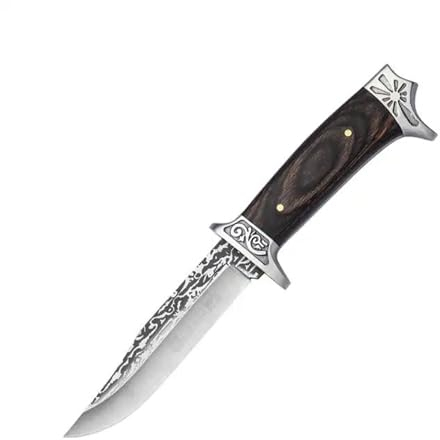 Galica Couteau de chasse lame fixe avec étui Nylon, Cadeaux Homme, idéal camping,extérieur, collection