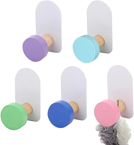 Norhogo 5 Stück Handtuchhaken Wandhaken, Bunte Wandhaken, Kleiderhaken Selbstklebende Haken Mini-Wandhaken Handtuchhaken, für Badezimmer Schlafzimmer Küche Wohnzimmer Kinder Kleiderhaken