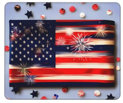 Fyrverkeri amerikansk flagga 4 juli tryck dator musmatta, spelmusmatta, rektangulär musmatta, musmatta för skrivbord, 25 x 30 cm