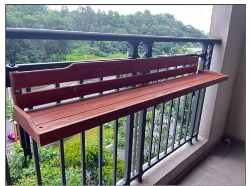 Mesa plegable balcon，mesa plegable balcon colgante，mesa plegable madera，barra de bar exterior jardin，Terraza Patio Porche Barandilla Decoración，Mesa Colgante for Balcón(B-L90*W20CM/L35.4*W7.9IN)
