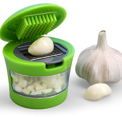 Affettatrice manuale per aglio, mini grattugia portatile in ABS in acciaio inox per aglio tritatutto tritatutto a mano tritatutto utensile da cucina