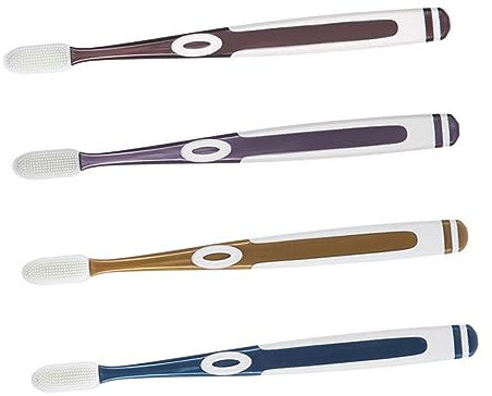 IWOWHERO Cepillo Dientes y Superficie Lisa de Silicona Suave para Adultos Cerdas Flexibles Juego de 4 Piezas para Limpieza Dental Portátil y Cuidado Oral Color Aleatorio