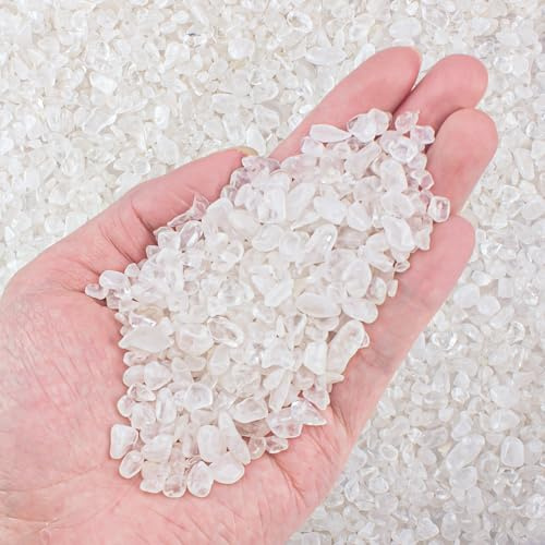 EZEELAI Piedras de cristal de cuarzo transparente a granel, 3 – 5 mm, piedras preciosas naturales trituradas, relleno decorativo para jarrones, rocas de grava para acuario, 180 g