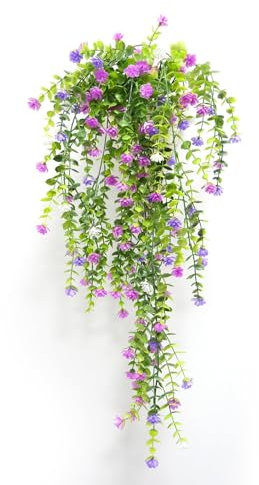 milaosk 2 Stück Künstliche Pflanzen Hängend,Kunstblumen Wie Echt Kunstpflanze Hängend Farbe Fake Plant Plastik Efeu Künstliche Hängepflanzen Decorative Artificial Plants für Balkon Garten Schlafzimmer