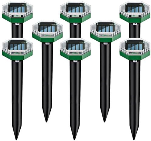 KEAGAN 8 Stück Ultraschall Maulwurf Vertreiber, Solar Maulwurfschreck, Wasserdicht, Wühlmausschreck für Vertreiben Wühlmäuse, Gopher, Serpent