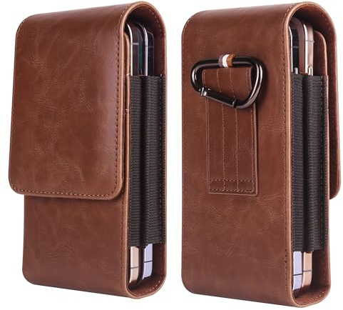 Sac de Ceinture en Cuir pour Téléphone Portable Homme, Pochette Cuir Smartphone Ceinture avec Porte-cartes, Étui Telephone Cuir Vertical Sacoche Banane Housse de Transport avec Boucle de Ceinture