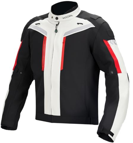 MOCOERL Veste de moto pour homme -Blouson Moto Homme Sport- Imperméable - Coupe-vent - Avec protections - Protection dorsale - Pour l'été et l'hiver - Respirante et réfléchissante(M)