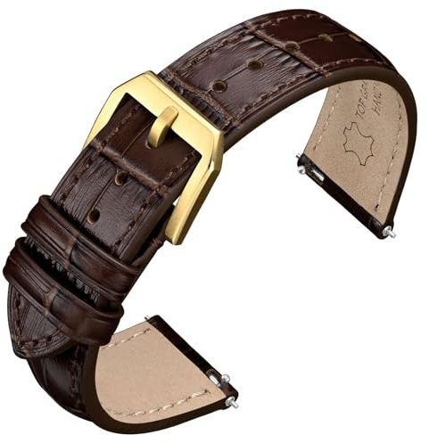 ANNEFIT Watch Straps, Embossed Alligator Grain Leather Watch Band, Quick Release Replacement Bands for Men and Women, 16mm 18mm 19mm 20mm 22mm 24mm