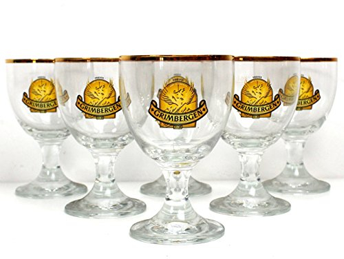 GRIMBERGEN Lot de 6 verres à bière de 0,25 l avec bord doré ~ mn 427 0872