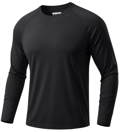 TACVASEN Outdoor Shirts for Men Rash Guard Shirt Sun Protection UPF 50 UV Protection Long Sleeve T-Shirt Sports Tops Black