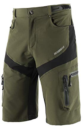 BERGRISAR MTB Hose Herren Kurz Fahrradhose Radlerhose Loose-fit mit 6 Tachen, Atmungsaktiv & Wasserabweisend 1806BG - Grün - X-Groß