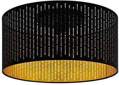 EGLO Deckenlampe Varillas, 1 flammige Deckenleuchte, Wohnzimmerlampe aus Stahl und Textil in Schwarz, Gold, Küchenlampe, Flurlampe Decke mit E27 Fassung
