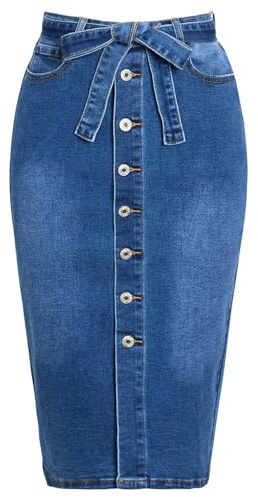SS7 Femme Jupe Crayon en Jean Taille Haute