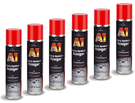6x 400ml Dr. Wack A1 Cabrio Verdeck-Reiniger, Cabrio Dach Reiniger Pflege-Schaum, für alle Cabrio-Verdecke (Kunststoff, Stoff, Acryl, Dralon, Leder)