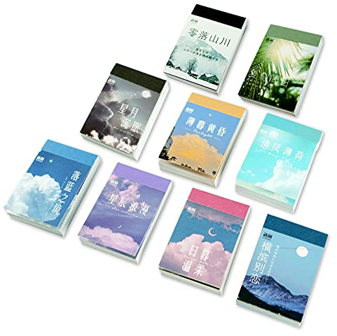Washi Stickers Aufkleber Set(9set,450 Stück) für Journaling, Scrapbooking Tagebuch Planer Album Tagebuch, Notizbuch, Kartenherstellung Laptop Journaling DIY Kunst und Handwerk (9pack Himmelsinsel)