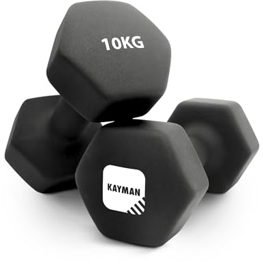 KAYMAN Neoprene Dumbbells Pair with Anti-Slip Grip,Hex Edges,Water-Resistant Surface & Workout Poster-Weight Set for Home, Gym & Fitness (1kg 1.5kg 2kg 3kg 4kg 5kg 6kg 7kg 8kg 9kg 10kg 12kg)