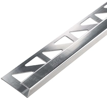 Dalsys Fliesenschiene 2,5m x 10mm Eckprofil Quadratprofil Aluminium (eloxiert) Chrom glänzend, Fliesenprofil