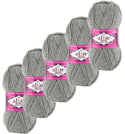 5x100g Sockenwolle Superwash Comfort 4-fädig Schurwolle Strumpfstrickgarn Farbauswahl