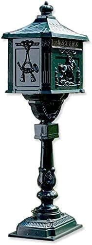 Suggestion Box Letter Box Complaint Box Heavy Duty Floor Standing Mailbox, Outdoor Rust Weather Proof Decorative Post Mailbox with 2 Keys, Cast Aluminum Vertical Pedestal