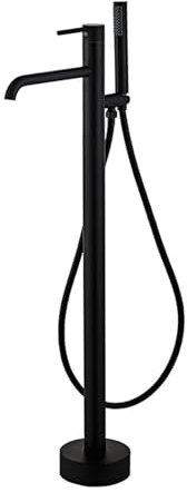 BiaoTeng Grifo De Suelo Para Bañera negro Monomando Caliente o frío juego de bañera Grifo De Pie Para Bañera Exenta Grifo De BañO Independiente, negro