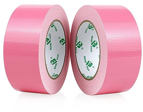 BOMEI PACK Nastro Adesivo Americano, Nastro telato rinforzato per riparazioni o decorazioni, Nastro americano impermeabile per tubature, scarichi e condotti, rotolo 2Pz 50mm x 30yards giallo (ROSA)