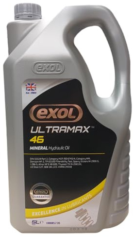EXOL PREMIUM GRADE HYDRAULIC OIL 46 5LT, A VIRGIN GRADE ISO VG 46 FLUID MADE IN THE UK NOT RECYCLED