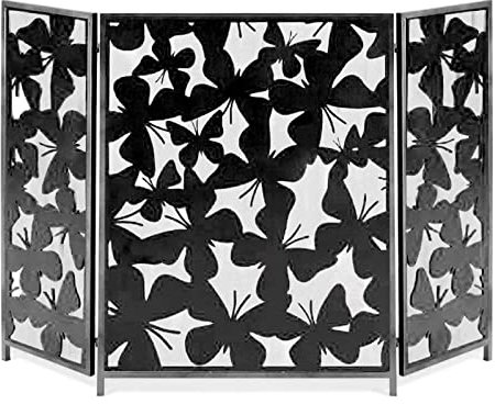 MOKLYF Pare-étincelles pour cheminée, 3 Panneaux métalliques, Grille de Protection Contre Les étincelles, Pare-étincelles pour Salon, décoration de cheminée d'intérieur(Noir