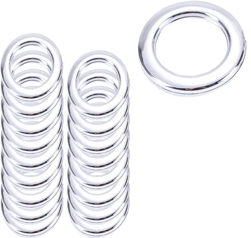 20 Pezzi Anelli Occhielli Tende Rotondo, Anello Tende Rotondo Argento, Occhielli Tende Plastica, Anelli Occhielli Tende Interne, Occhielli Plastica PP, per Tende, Tenda Doccia, Ecc (Argento)