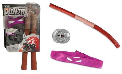 Set Armi Ninja Giocattolo Set Ninja Travestimento Ninja Armi e Mascherina Cosplay Arma Stelle e Maschera Stelline Bastone Bo Spada Katana Pugnali Sai Nunchaku Giocattolo Armi Ninja (BASTONE BO)