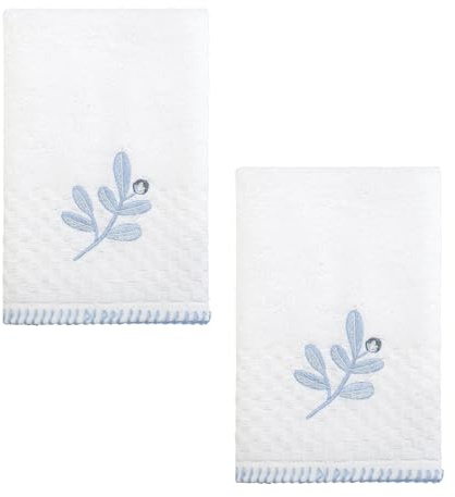 Izod - Toallas para los Dedos, algodón Bordado Suave y Absorbente con Tejido de Rizo Texturizado, decoración de baño Evergreen (colección Kingsley, Paquete de 2)