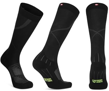 DANISH ENDURANCE Calze Compressione Graduata Uomo Donna 26-32 mmHg, Traspiranti, per Alte Prestazioni e Recupero, Nero/Grigio, 39-42