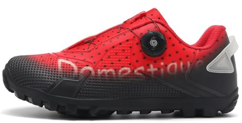 Mateju Chaussure de Cyclisme VTT Homme Femme avec Cale, Unisexes Respirantes Chaussure VTT Compatibles SPD de Vélo Route en Plein Air Sneakers -DC5 (Rouge,43)
