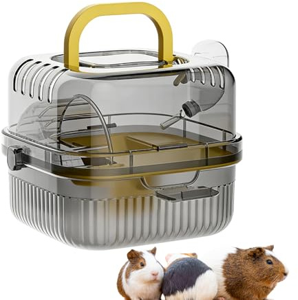 Transportín para animales pequeños, Hábitat de doble capa, caja de viaje para animales pequeños, conejos enanos, ratones, chinchillas, paseos, visitas al veterinario,