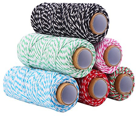 DECORA 328 Yard Bakers Twine Cord Cotton String Rope for Gift Wrapping, Arts Crafts Pack of 6