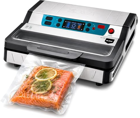 ELMA Envasadora al Vacío Profesional Digit Free | 20 L/min | Acero Inoxidable | Pantalla LED | Sellado MOIST para Húmedos, Función Marinado | Portarrollos con Cutter | Uso Intensivo