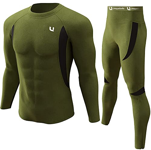 UNIQUEBELLA Thermo Unterwäsche Set, Funktionswäsche Herren Skiunterwäsche Winter Suit Ski Thermo-Unterwäsche Thermowäsche Unterhemd + Unterhose