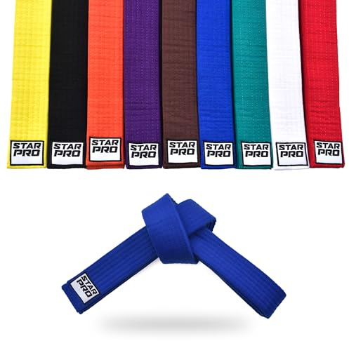 Starpro Karate Arti Marziali Cinture - Gear Judo Taekwondo Design Durevole e Leggero | Classificazione Cintura 9 Colori 100% Cotone Sette Punti | 240 cm 280 cm 320 cm (Azul, 240cm)