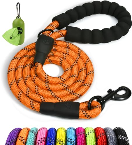 Taglory Correa de Perro Anti Tirones 1,2 m, Mango Acolchado, Naranja